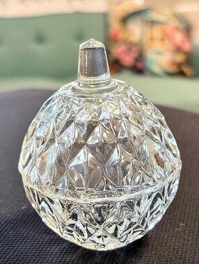 Clear Cut Glass Trinket Ball